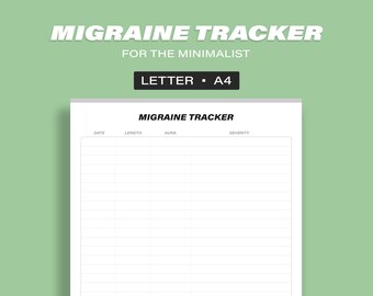 Migraine Tracker Log for the Minimalist • Printable PDF • Planner • Notability • Goodnotes • Instant Download • A4 Letter • Minimal