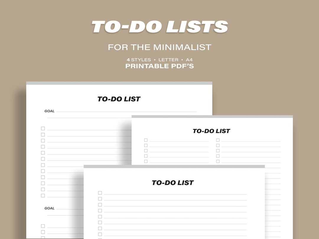 To-do Lists for the Minimalist • Printable PDF • to Do Planner ...