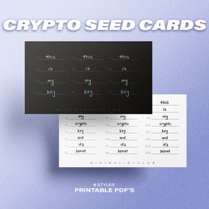 Krypto Seed Cards für Minimalist • Druckbare PDF • Kryptowährung • Bekanntheit • Goodnotes • Sofortiger Download • Finanzplan Organizer