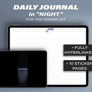 365 Digital Daily Journal in Night for iPad for Goodnotes and Notability for the Minimalist