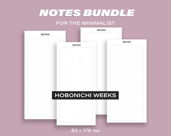 Hobonichi Notes Bundle for the Minimalist for Hobonichi Weeks • Printable PDF • Planner • Instant Download • Fauxbonichi • Minimal