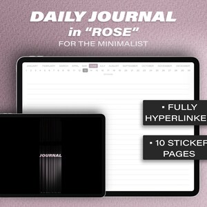 365 Digital Daily Journal in Rose for iPad for Goodnotes and Notability for the Minimalist