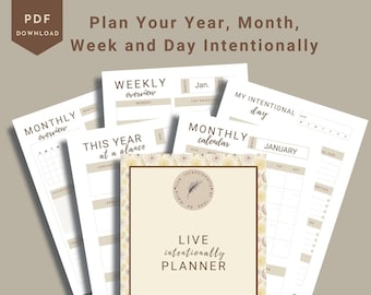 A Yearly Planner, Monthly Planner, Weekly Planner, Daily Planner, Printable Download, letter size, A4 size, planner set