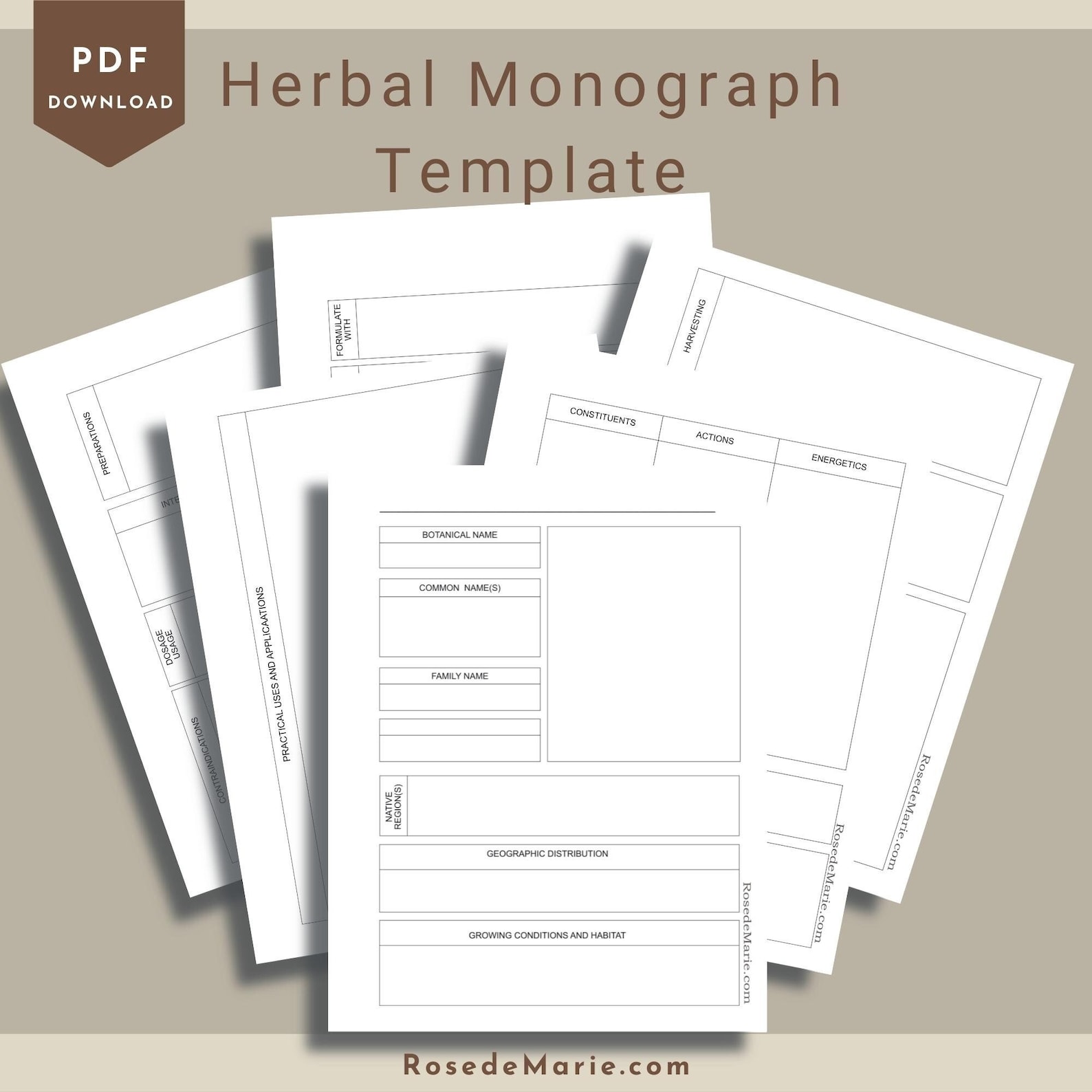 Herbal Monograph Template Materia Medica herbal Studies apothecary Herbal Monograph Template Materia Medica herbal Studies apothecary
