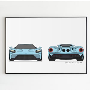 Supercar Front and Back Unframed Poster | Automotive Art | Wall Art | Custom Car Poster | Supercar Picture | Supercar Art