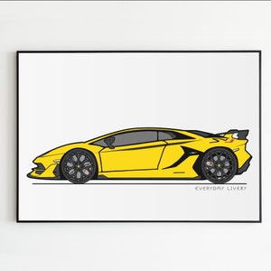 Supercar SVJ Unframed Poster | Automotive Art | Wall Art | Custom Car Poster | Supercar Picture | Supercar Art