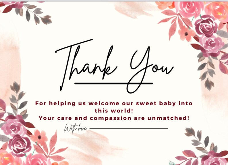 Thank You Card for Your Nurse thank You labor & Delivery Nurse