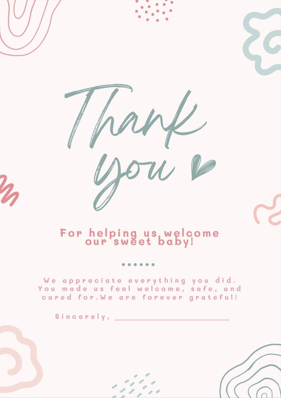 Thank You Card thank Your Delivery Team labor and Delivery Etsy