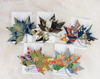 Maple Leaf Brooch, Origami Fabric Folded, Hat Accessory, Personal Touch for Scarf - Mother's Day Gift