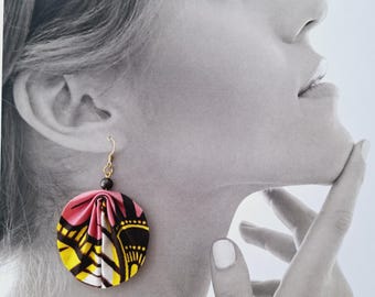 Origami shell fabric earrings, fabric earrings, origami jewelry