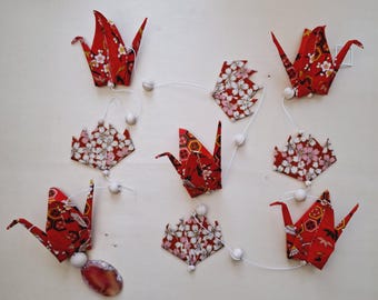 Essential oil diffuser pendants, crane pendants, origami lotus flower in fabric. 0113