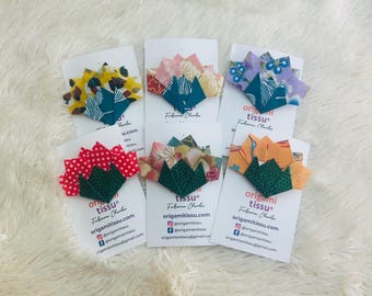 Origami Carnation Brooch, Fabric Flower Brooch, Fabric Origami Brooch