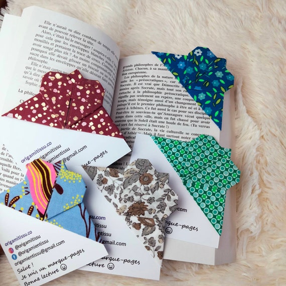 Gifts from book lovers, custom book marks, fabric bookmarks, page corners, origami bookmarks