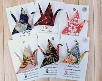 Origami fabric crane brooches 2
