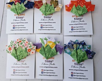 Origami Carnation Brooch, Fabric Flower Brooch, Fabric Origami Brooch