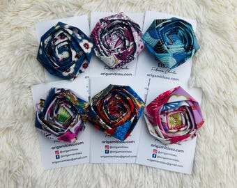 Fabric diamond brooch, fabric flower brooch, fabric origami brooch