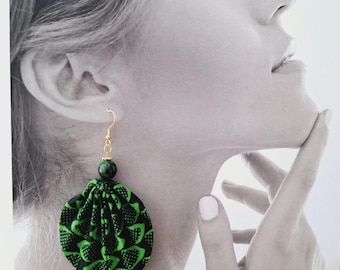 MAXI origami shell fabric earrings, fabric earrings, origami jewelry