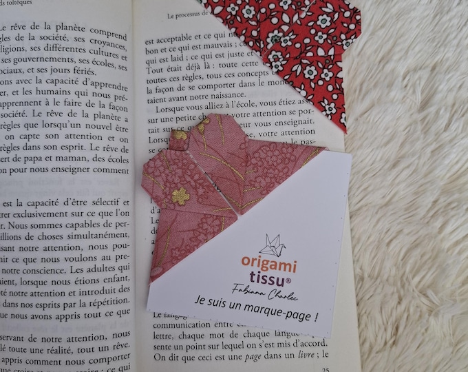 Featured listing image: Origami heart page corner, for reading lovers, fabric bookmarks