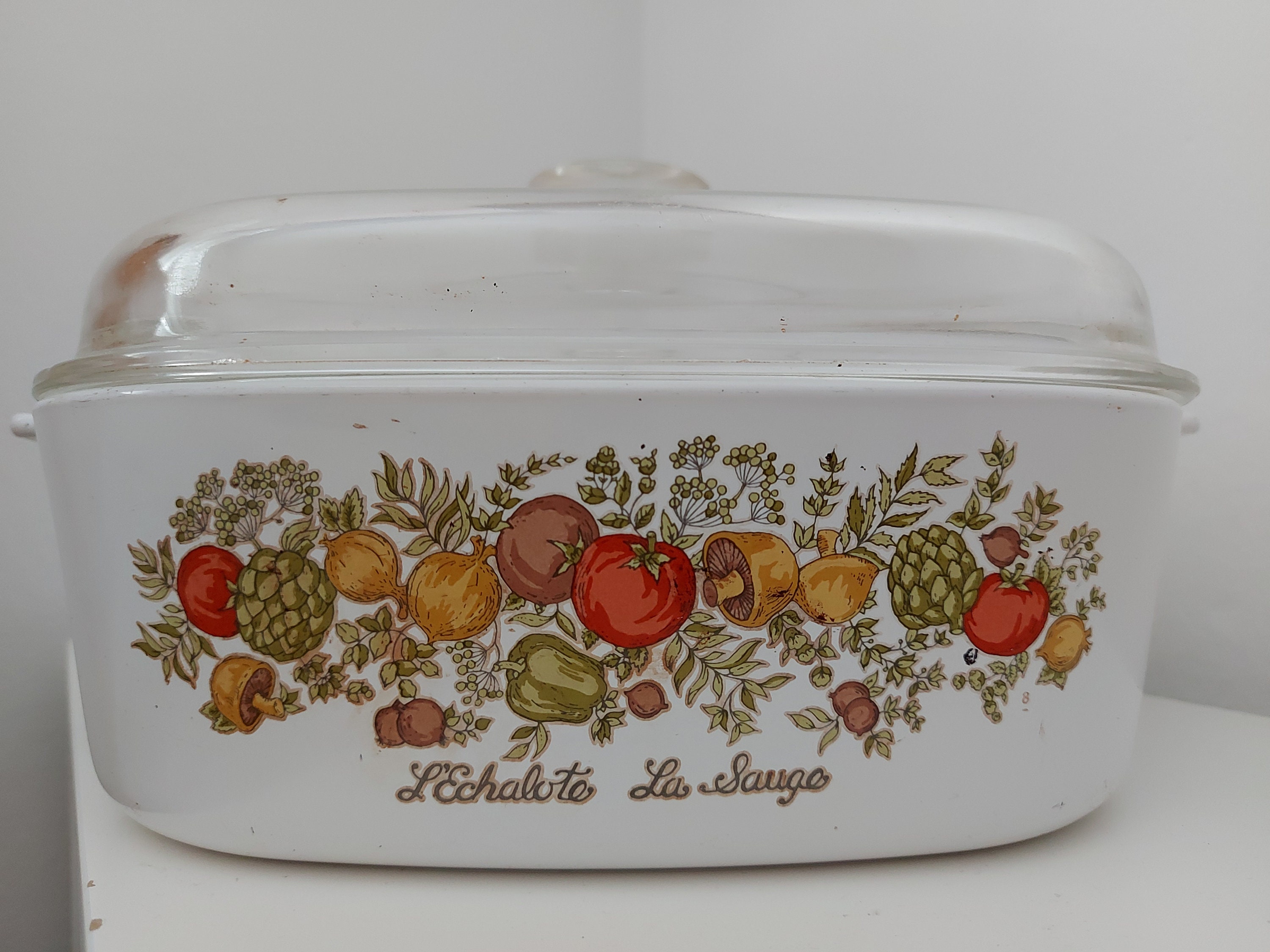 RARE Vintage Corning Ware Spice of Life L'echalote La Sauge 4 Qt