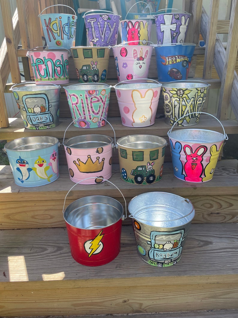 Custom Painted Easter Buckets Etsy