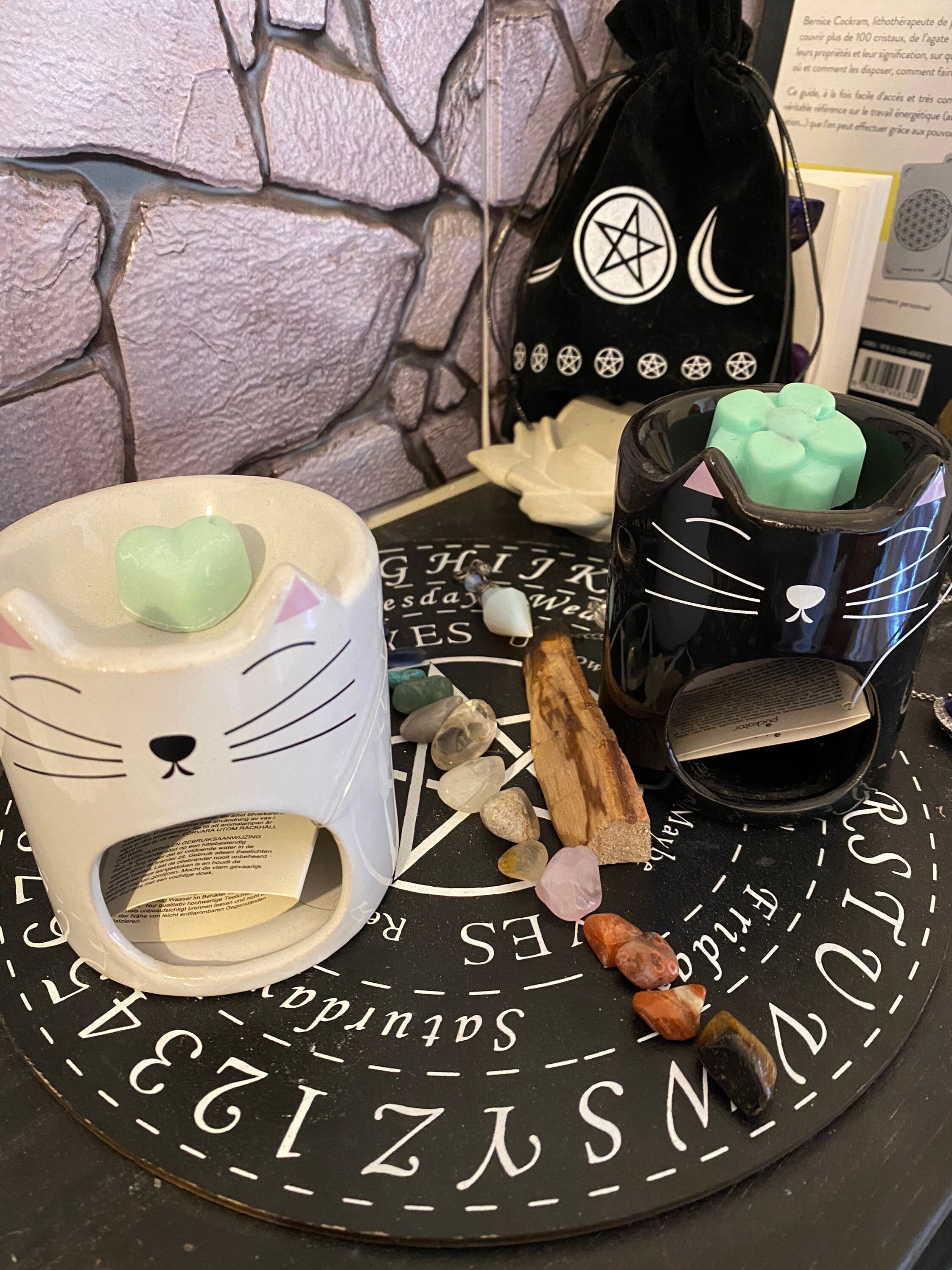 Brûleur Tête de Chat avec Oreilles Pointues, Brûleur Fondants Parfumés, Huile Parfumé, Huile Essenti