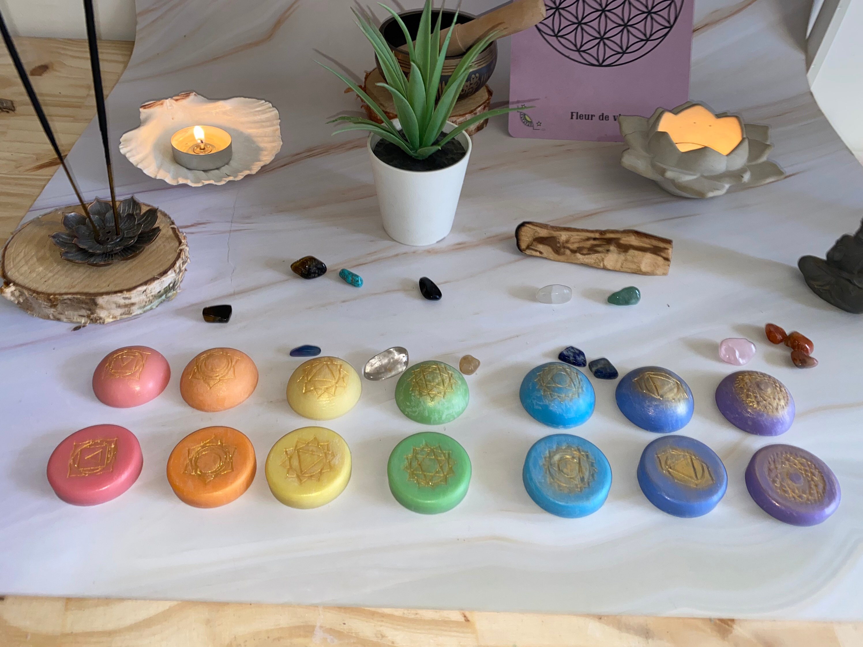 Fondant de Cire Au 7 Chakra Aux Huiles Essentielles Parfumé