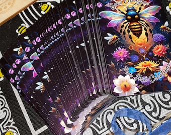 L'oracle Bees Énergies-86 cartes-Intuitif,divinatoire,général,phrases mantra,astro et datations format tarot jeu Français DISPONIBLE