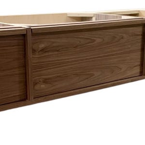 Sleek walnut  floating vanity with drawers,  modern walnut vanity, modern floating vanity with drawers,