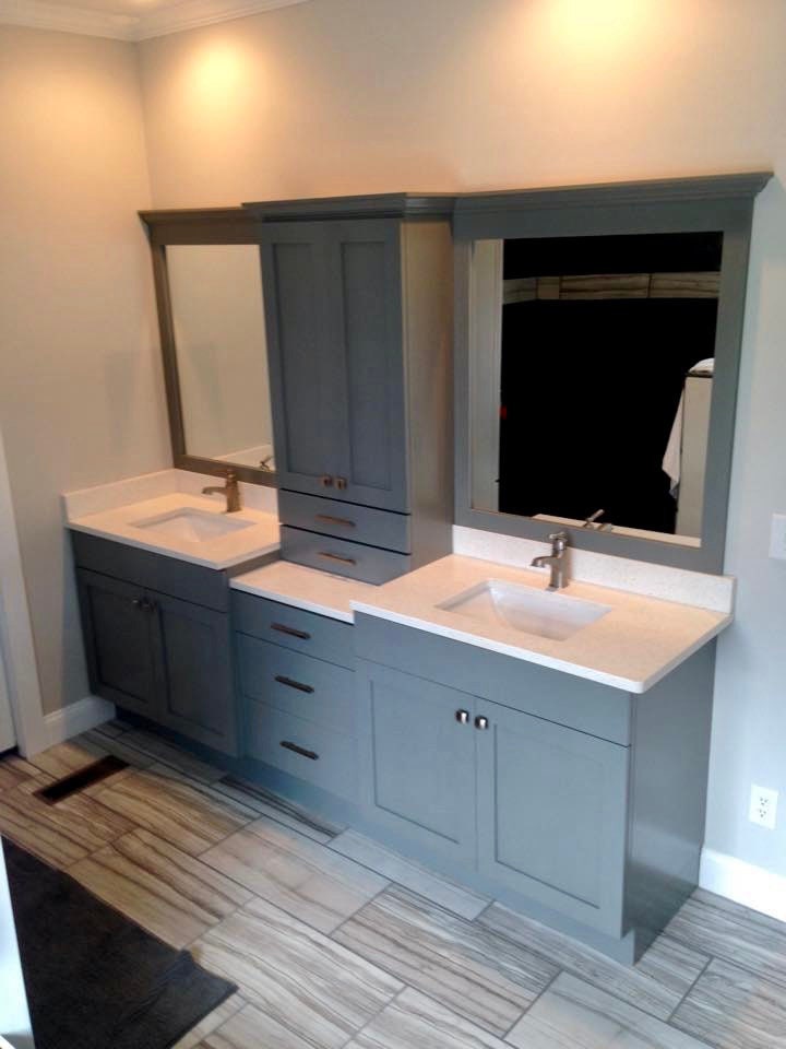 Double bathroom vanity with linen tower hotsell