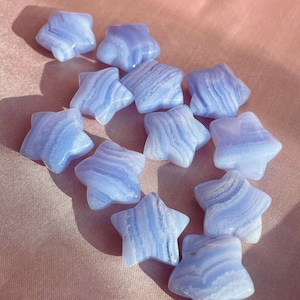 Rare Mini Blue Lace Agate Stars | Peace • Serenity | Healing Energy | Gifts | Pocket Crystal