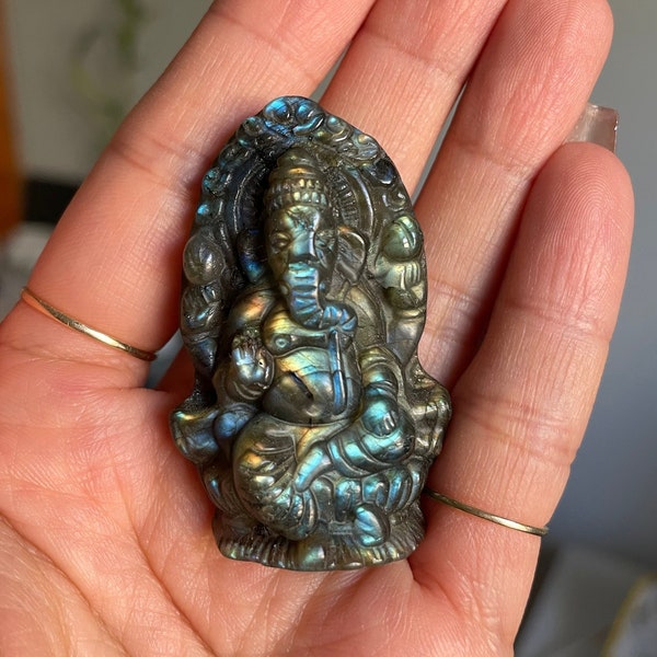 2” Flashy Labradorite Ganesha | Natural Crystal Healing | Gifts | Home Decor | Reiki