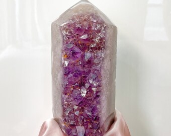 5” Large Amethyst Druzy Tower | Druzy Crystal Tower | Healing Energy | Gifts | Home Decor | Reiki | Meditation