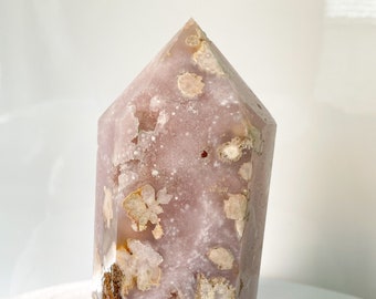 1.8lb Large Sparkly Pink Amethyst Flower Agate Tower | Pink Druzy Crystal Tower | Healing Energy | Unique Gifts | Druzy Tower | Home Decor