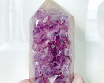 5.1” Large Amethyst Druzy Tower | Druzy Crystal Tower | Healing Energy | Gifts | Home Decor | Reiki | Meditation