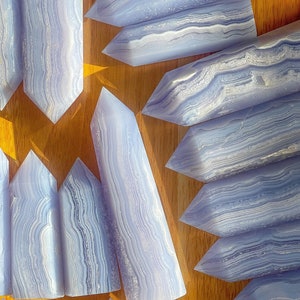 You Pick-AAA Blue Lace Agate Towers | Peace • Serenity | Healing Energy | Gifts | Blue Lace Agate Obelisk | Natural Blue Lace Agate