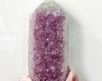 6.1” XL Amethyst Druzy Tower | Druzy Crystal Tower | Healing Energy | Gifts | Home Decor | Reiki | Meditation