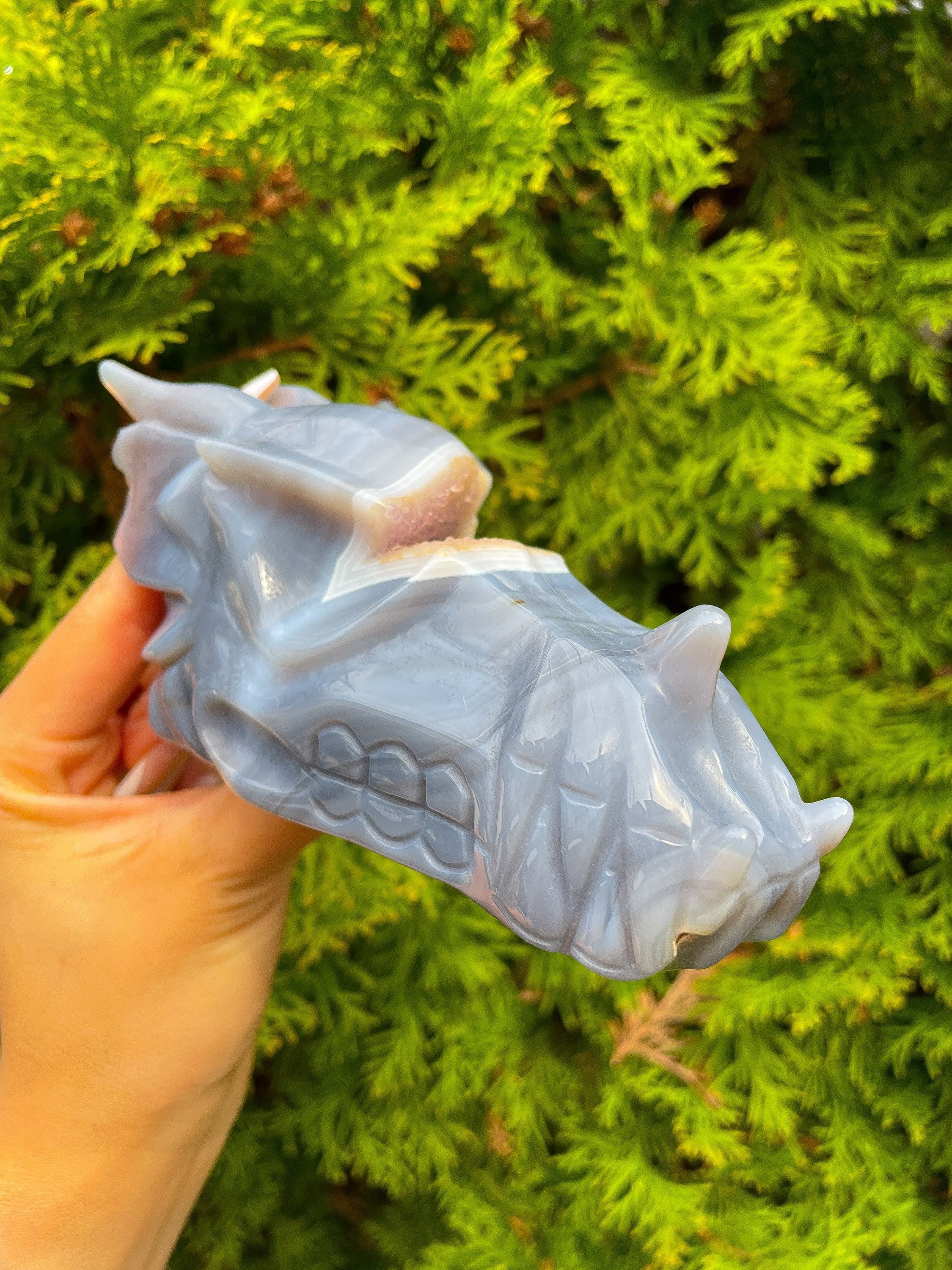 5.3” ブルーアゲート ドゥルージー アメジスト ドラゴンヘッド