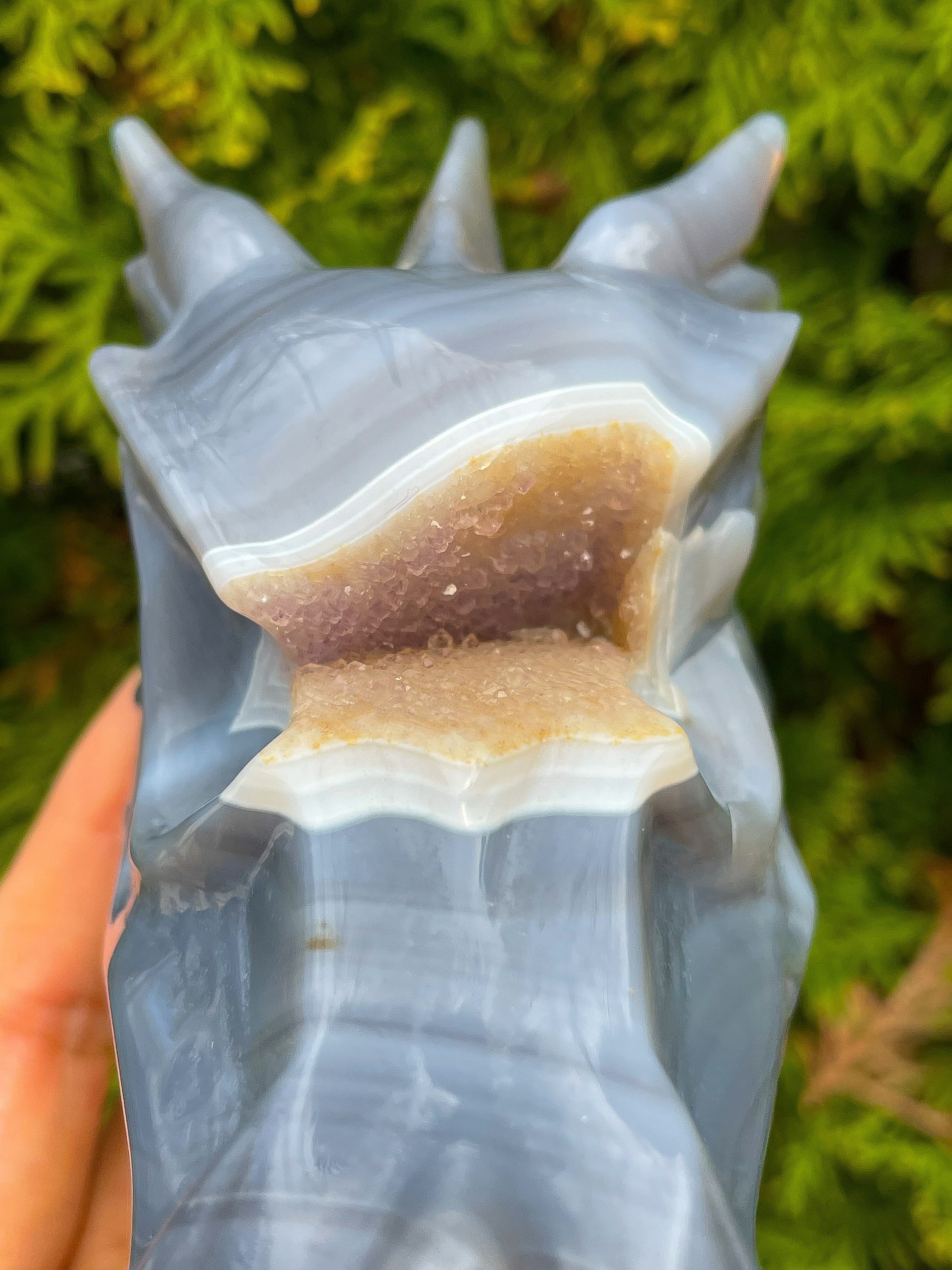 5.3” ブルーアゲート ドゥルージー アメジスト ドラゴンヘッド