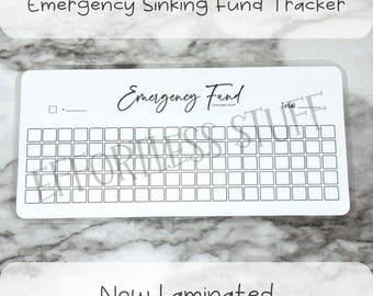 Rastreador de Fundo de Emergência Laminado | Serve para A6 | Fundo de Amortização | Fundo de Poupança | Design Simples | Rastreador de Envelope |