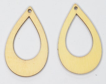 Birch wood Wooden teardrop earring component