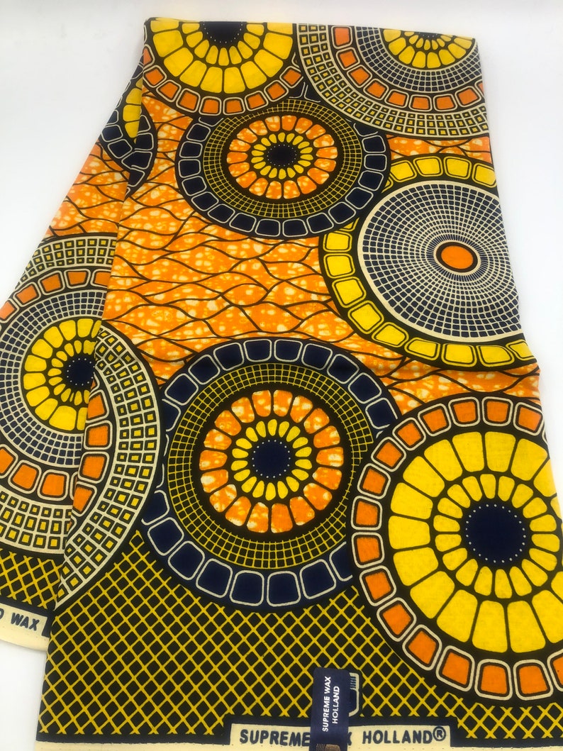 Orange Yellow and Blue Circle Print Ankara African Fabric - Etsy
