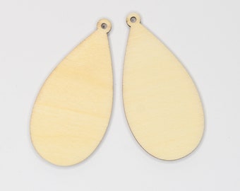 Birch Teardrop solid Wooden earring components
