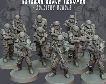 Veteran Beach Troopers - Set of 11 | 35mm | SW Legions | DnD Miniatures  | Tabletop Miniature | Sci-Fi | SW Miniatures