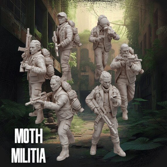 Moth Miltia - Outbreak Survival - Set of 6 | DnD Miniatures  | Sci-Fi | Cyberpunk | Walking Dead | Wasteland | Zombicide