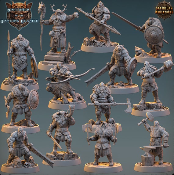 Vikings - Northmen of the Howling Glacier - 13 Piece Complete Set | DnD Miniatures  | Tabletop Miniature