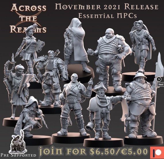 Essential Npc's From Fantasy-war Games Dnd Miniatures Tabletop Gaming 3d  Printed Miniatures 