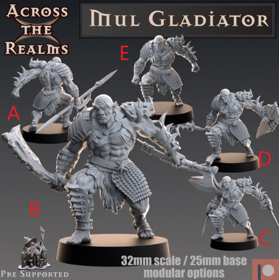 Mul Gladiator | Across the Realms | DnD Miniatures  | 3d Printed Miniatures