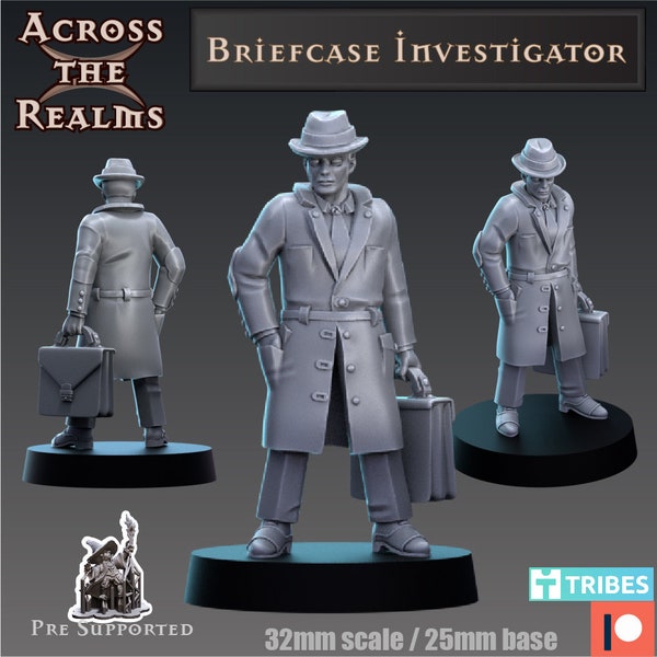 NPC - Eldritch's Horror - Briefcase Investigator | DnD Miniatures | Tabletop Miniature | Across the Realms
