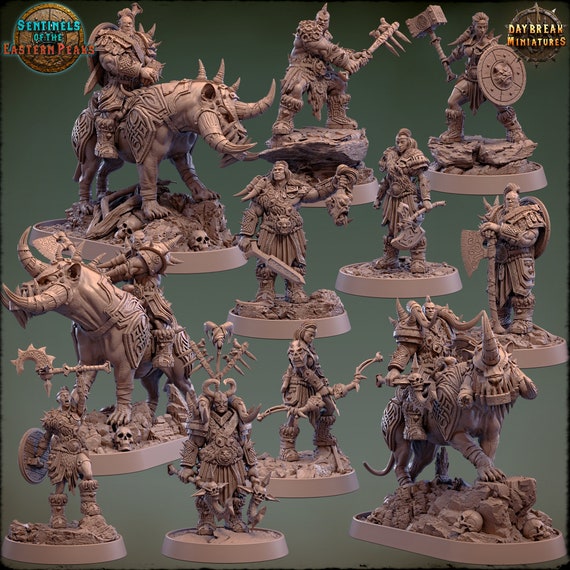 Barbarians - Sentinels of the Eastern Peaks - 11 Piece Compete Set | DnD Miniatures | Tabletop Miniature | Fantasy-War Games