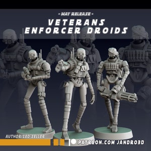 Veterans Enforcer Droids - Set of 3 | 35mm | SW Legions | DnD Miniatures  | SW Miniatures